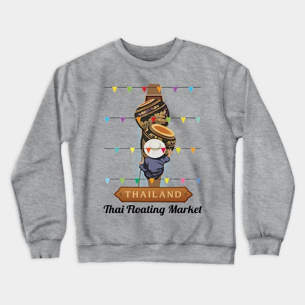 Thai Floating Market Crewneck Sweatshirt by KewaleeTee